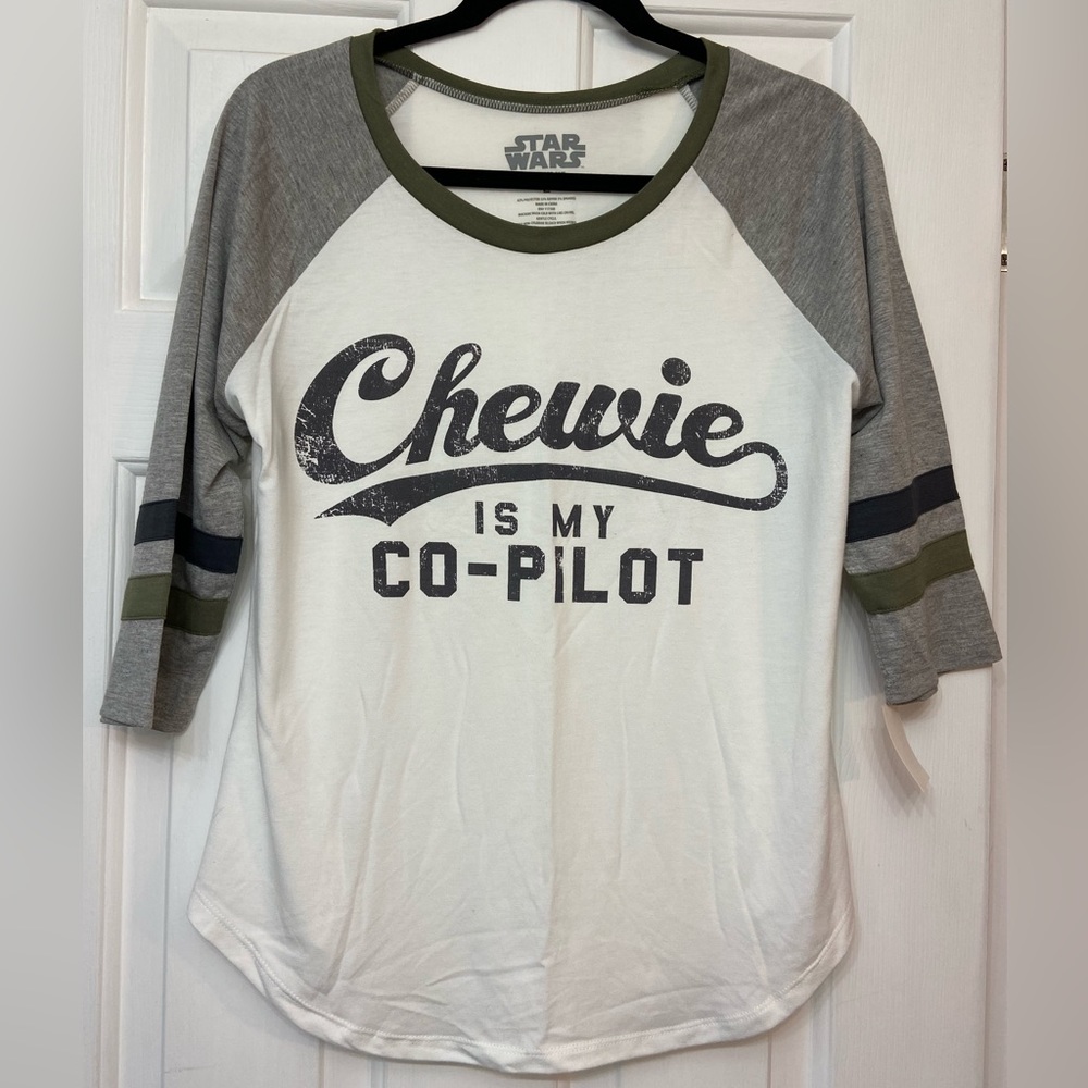 Star Wars Baseball Tee with saying “Chewy is my Co-pilot” on it